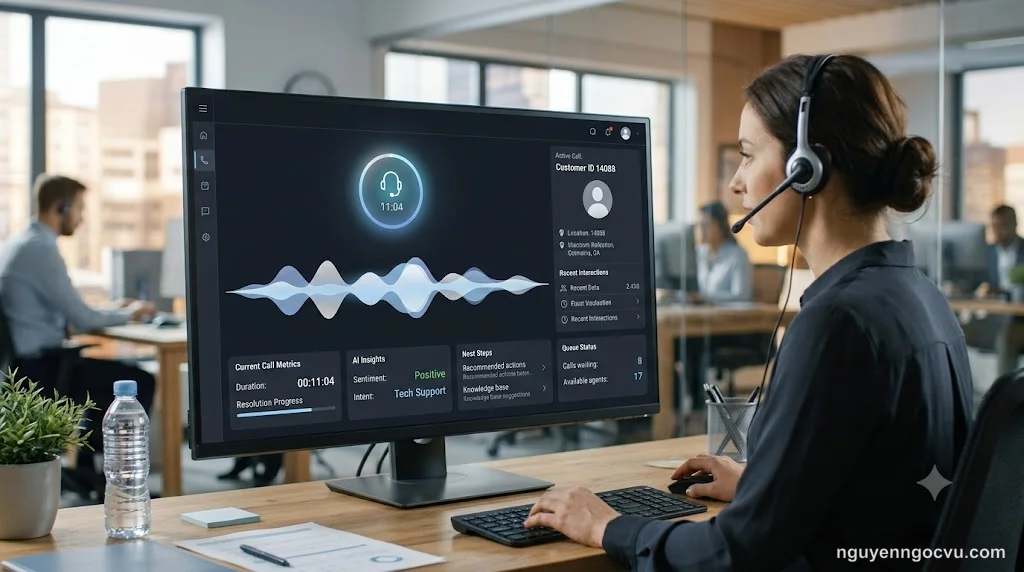 Hệ thống AI voice agent xử lý cuộc gọi khách hàng tự động với giao diện trực quan