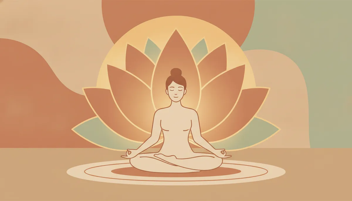 Vòng tròn thiền định với sóng hơi thở, biểu tượng của chánh niệm và bình an nội tâm