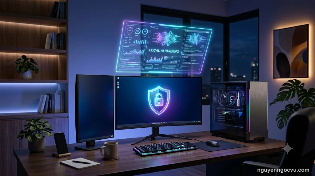Máy tính cá nhân chạy mô hình AI local, không cần internet, bảo mật tuyệt đối