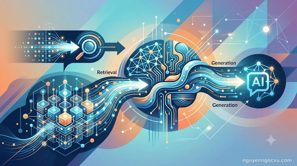 Sơ đồ minh họa quy trình RAG với vector database và LLM xử lý câu hỏi người dùng